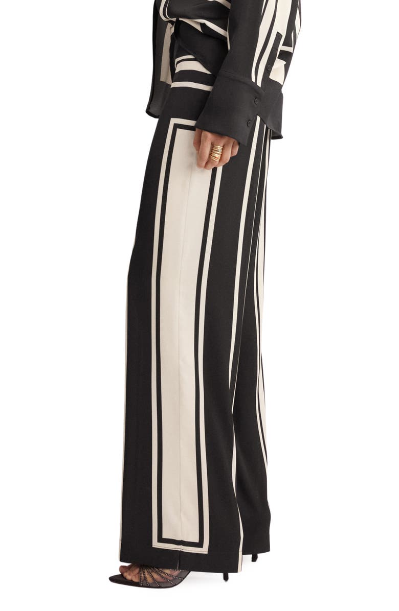 MANGO Satin Wide Leg Pants, Alternate, color, Black