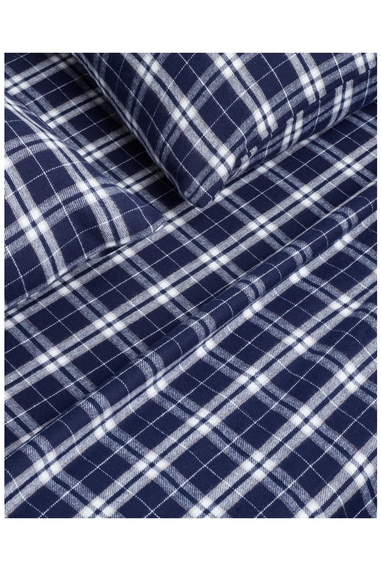 Oxford Tartan Cotton Sheet Set, Alternate, color, NAVY