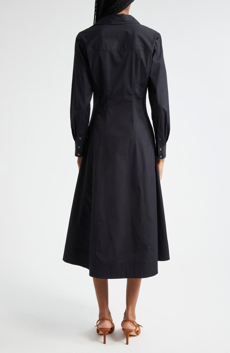 Veronica Beard Goldie Long Sleeve Stretch Cotton Midi Shirtdress, Alternate, color, Black