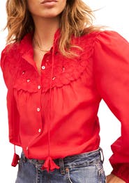 MINT VELVET Floral Detail Cutwork Blouse