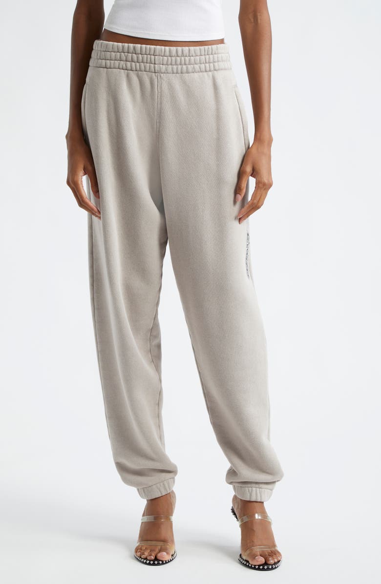 Alexander Wang Flame Logo Cotton French Terry Sweatpants, Main, color,