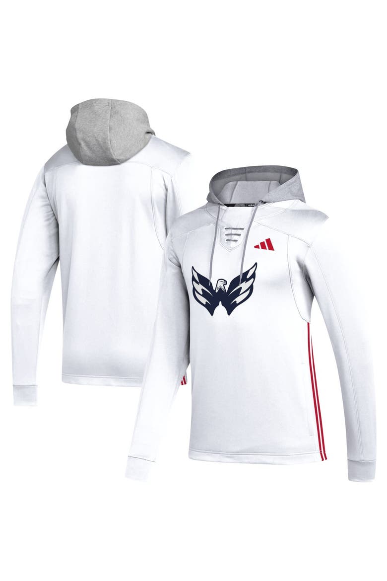 Men's adidas White Washington Capitals Refresh Skate Lace AEROREADY Pullover Hoodie, Alternate, color, White