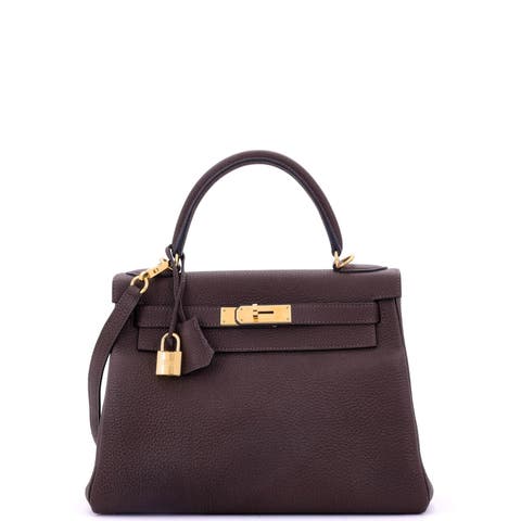 Kelly Handbag Brown Togo with Gold Hardware 28