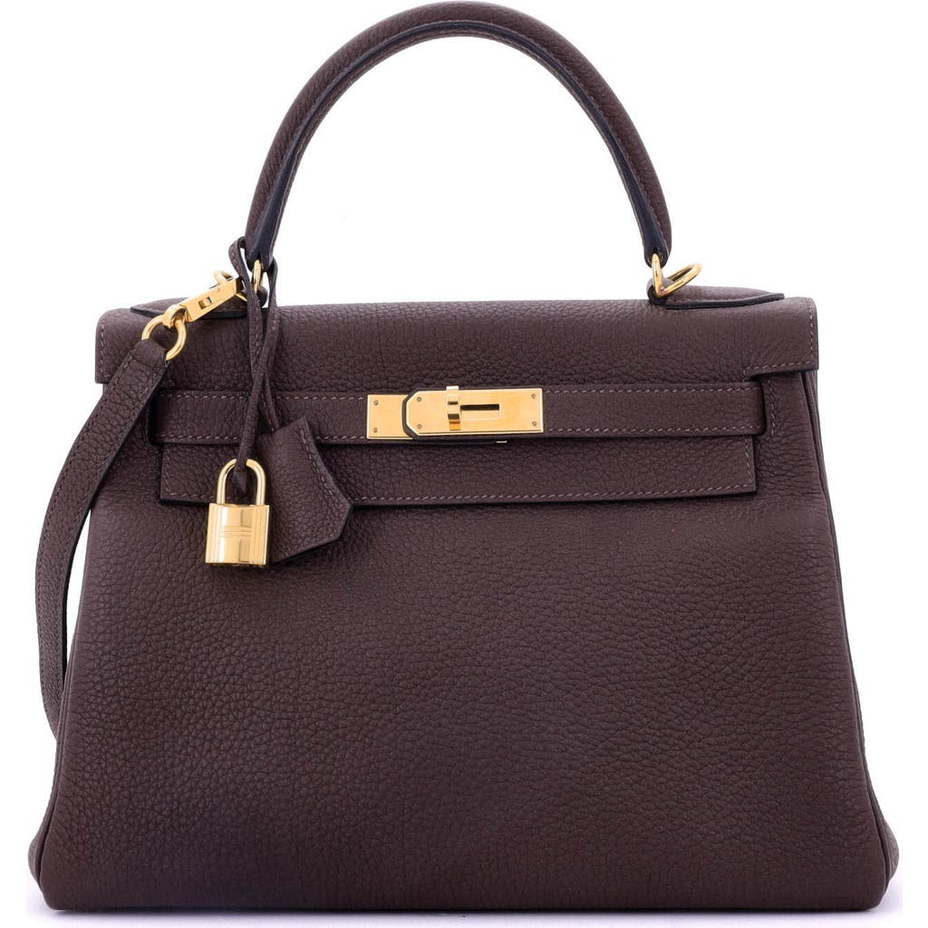 Pre-owned Hermes Hermes Kelly Handbag Brown Togo With Gold Hardware 28 In Brown