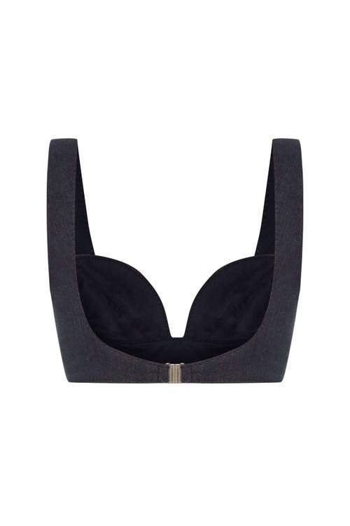 Jendue Us Dreams Denim Crop Top In Blue