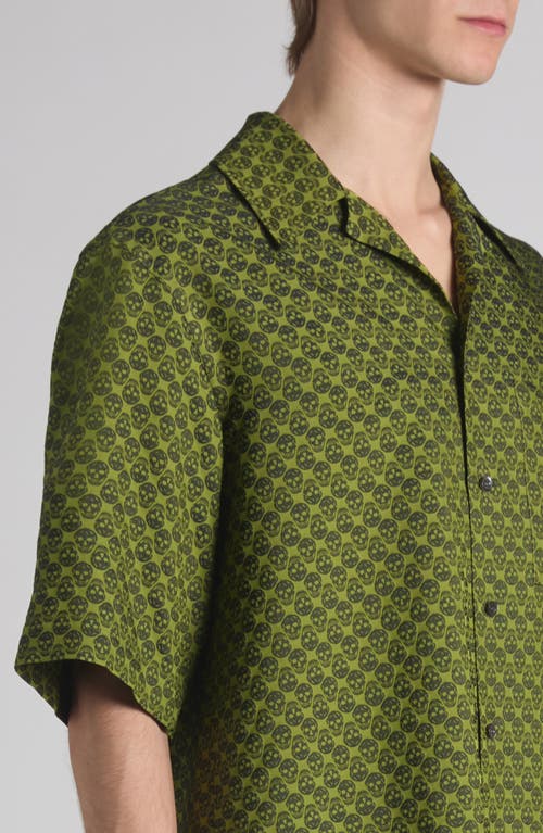 Alexander Mcqueen Mcqueen Skull Jacquard Satin Camp Shirt In Green