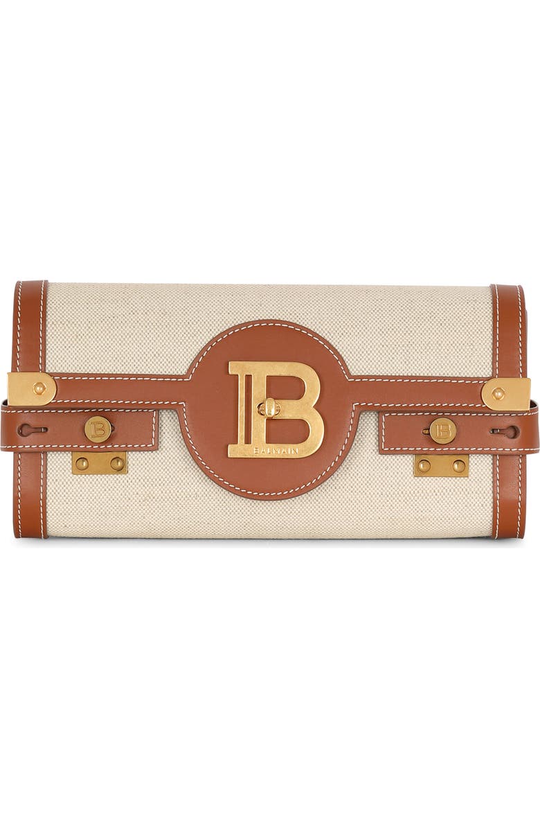 Balmain B-Buzz 23 Canvas & Leather Clutch, Alternate, color,