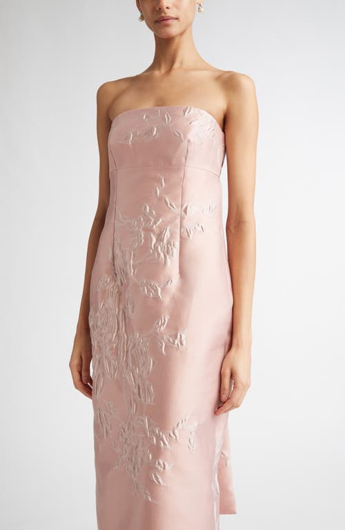 Shop Emilia Wickstead Ximena Floral Jacquard Strapless Gown In Pink