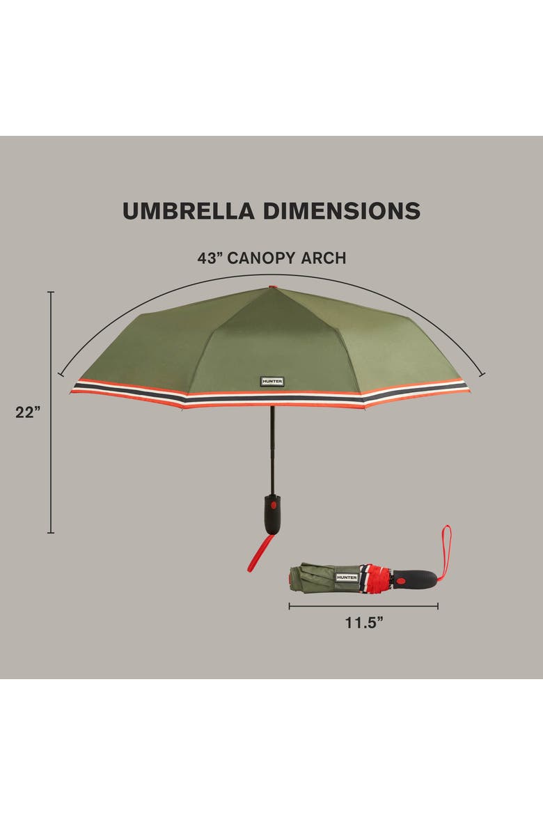 Signature Stripe Compact Umbrella, Alternate, color, Cypress Green
