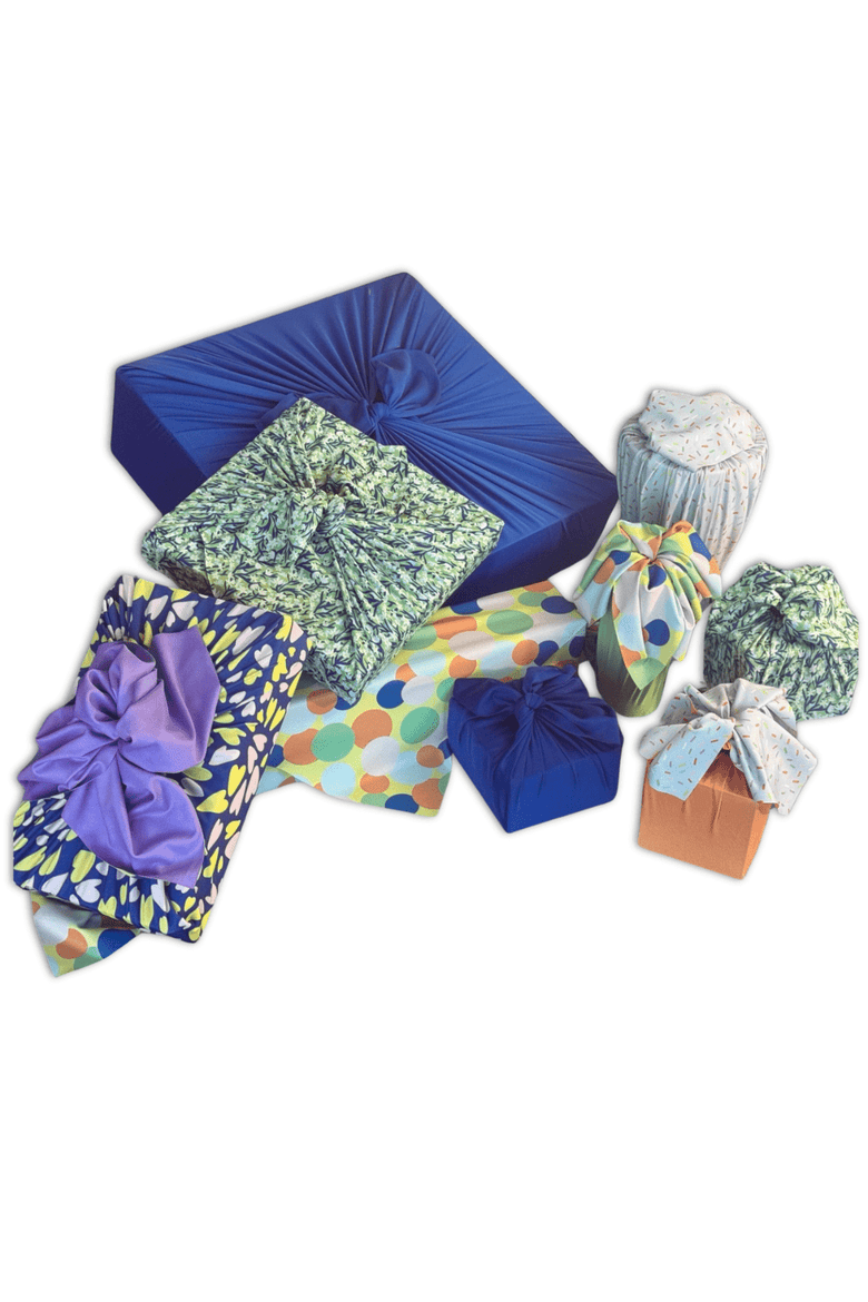 Assorted Set of 9 Reusable Cloth Furoshiki Gift Wrap, Main, color, All Occasion