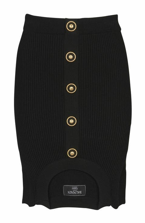 Short Optical Illusion Ribbed Knit Skirt