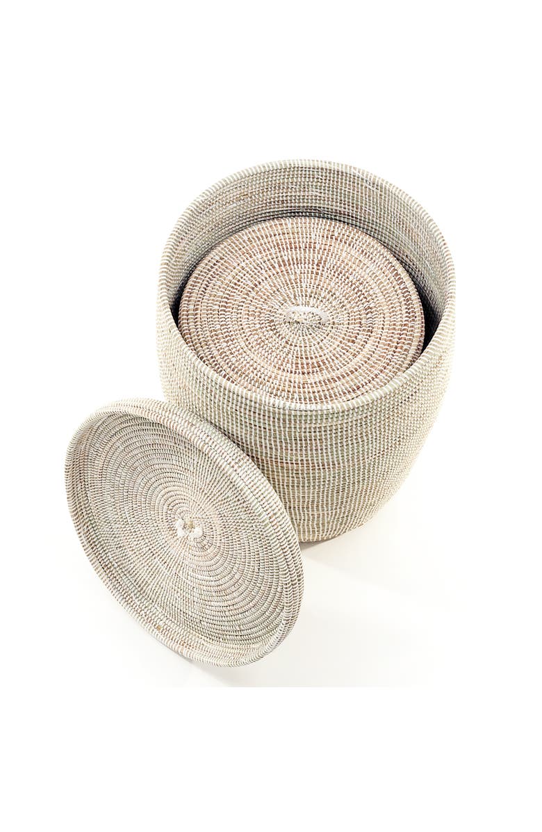 African Modern White Sand Dune Hamper Set, Alternate, color, White