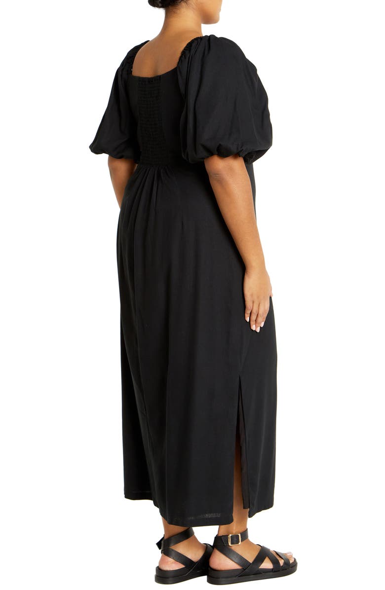 City Chic Twist Cutout Puff Sleeve Dress, Alternate, color, 