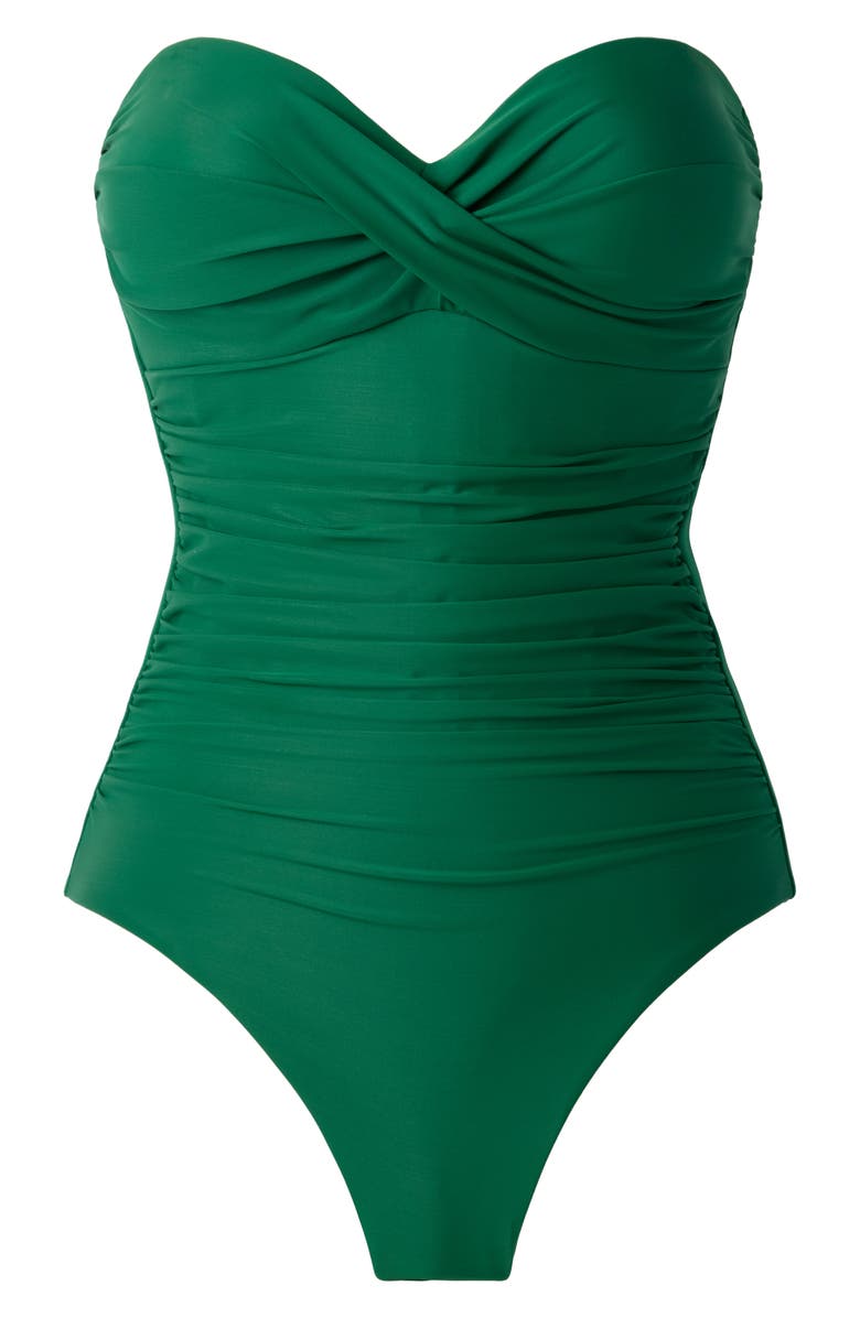 Miraclesuit<sup>®</sup> Rock Solid Madrid Bandeau One-Piece Swimsuit, Alternate, color, Malachite Green