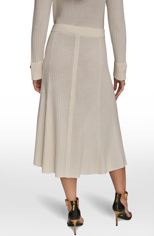 Donna Karan New York Rib Midi Sweater Skirt In White