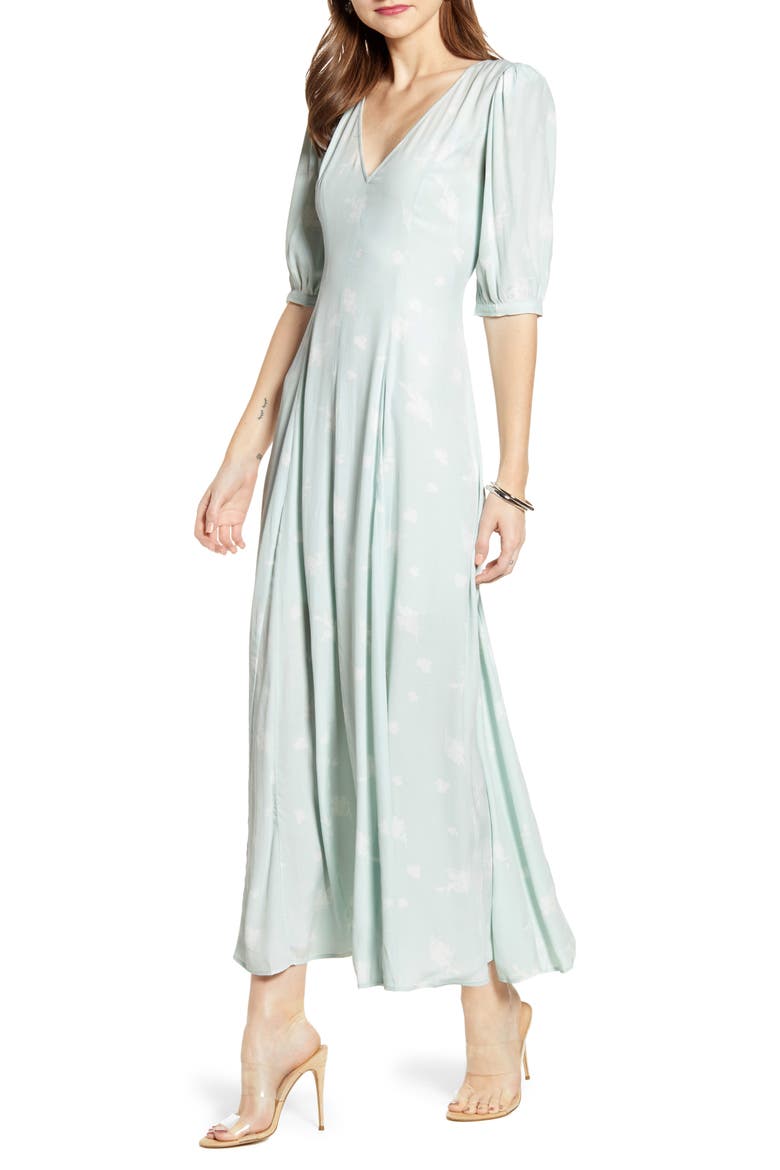 Print Dress (Nordstrom Exclusive), Main, color, TEAL CHALK ETCH FLOWERS