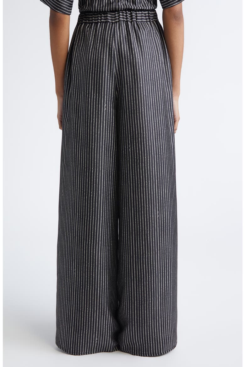 Clarino Broken Stripe High Waist Wide Leg Silk Pants, Alternate, color, BLACK WHITE