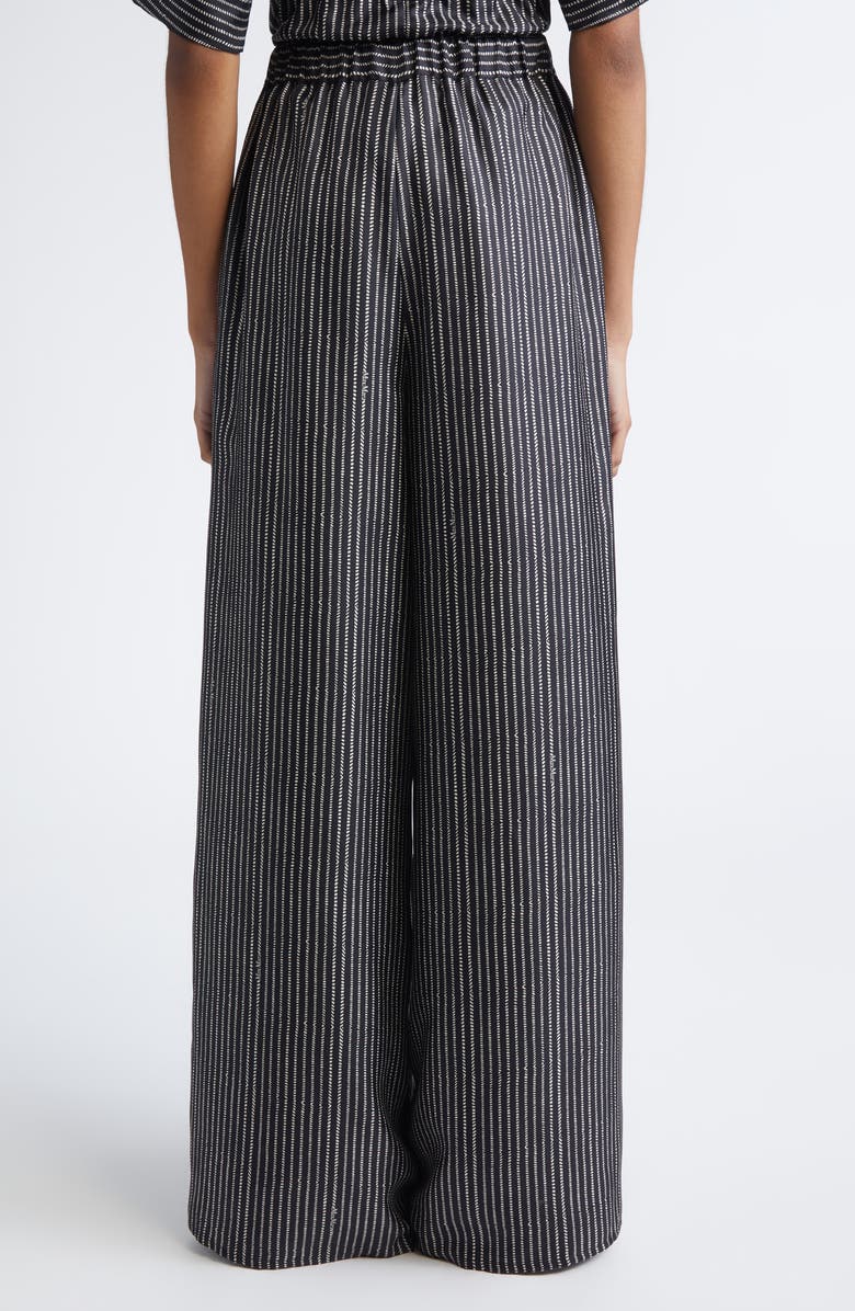 Max Mara Clarino Broken Stripe High Waist Wide Leg Silk Pants, Alternate, color, 