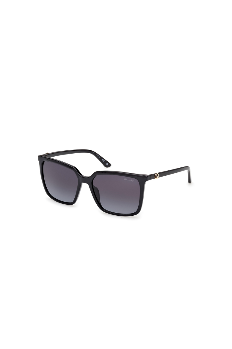 Rectangular Acetate Sunglasses, Main, color, Shiny Black / Gradient Smoke