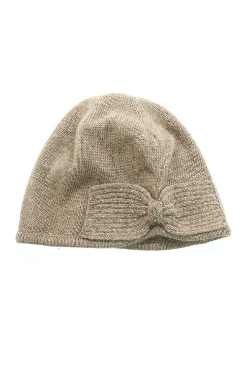 beanie hat with beaded bow