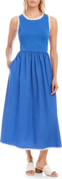 Karen Kane Edge Stitch Mixed Media Midi Dress