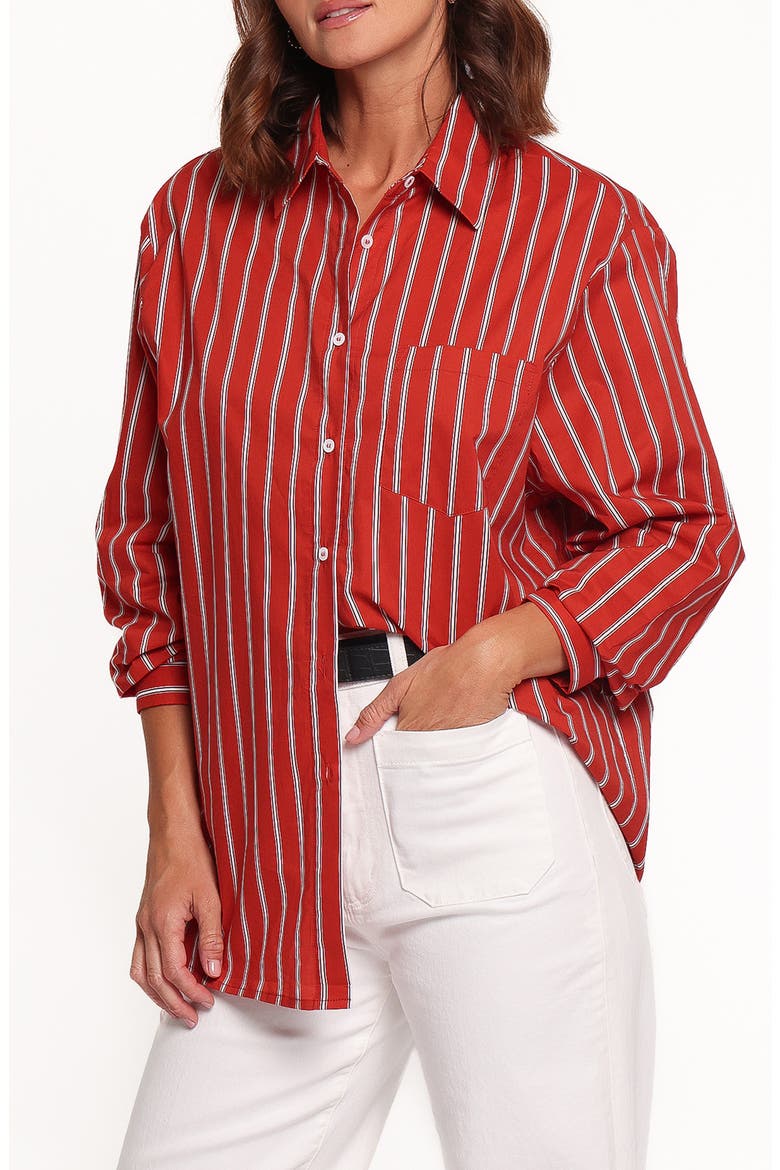 Palmer Striped Cotton Shirt, Alternate, color, RED STRIPE