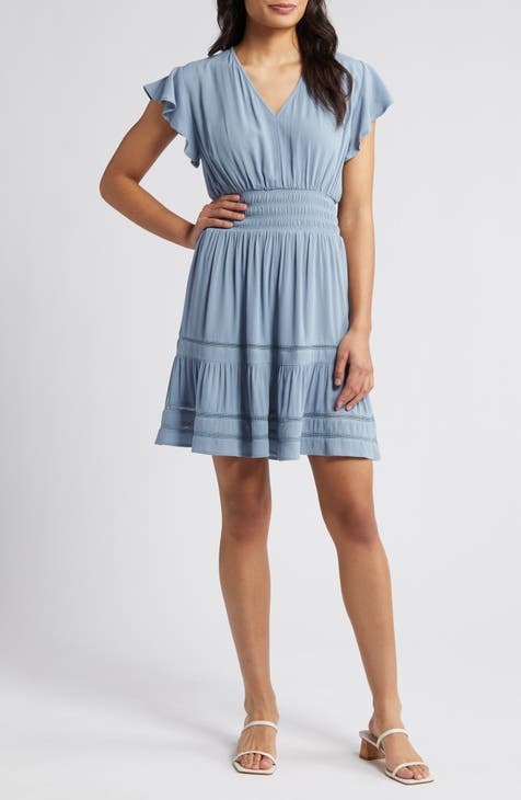 Shirred Waist Flutter Sleeve Minidress (Nordstrom Exclusive)