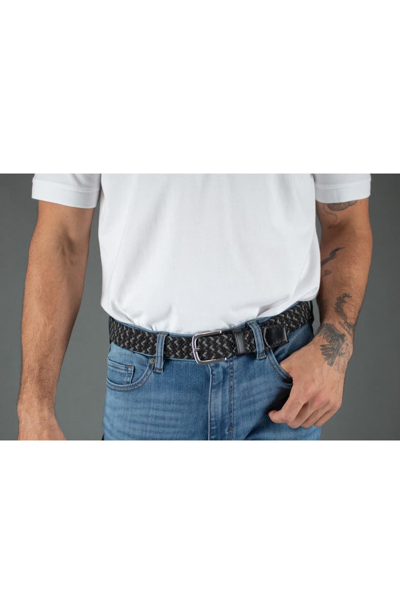 Trafalgar Chandler Mixed Weave Stretch Belt, Alternate, color, Black And Grey