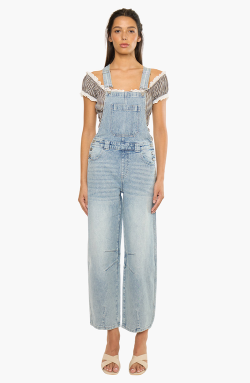 Kancan Aide Barrel Denim Overalls In Blue