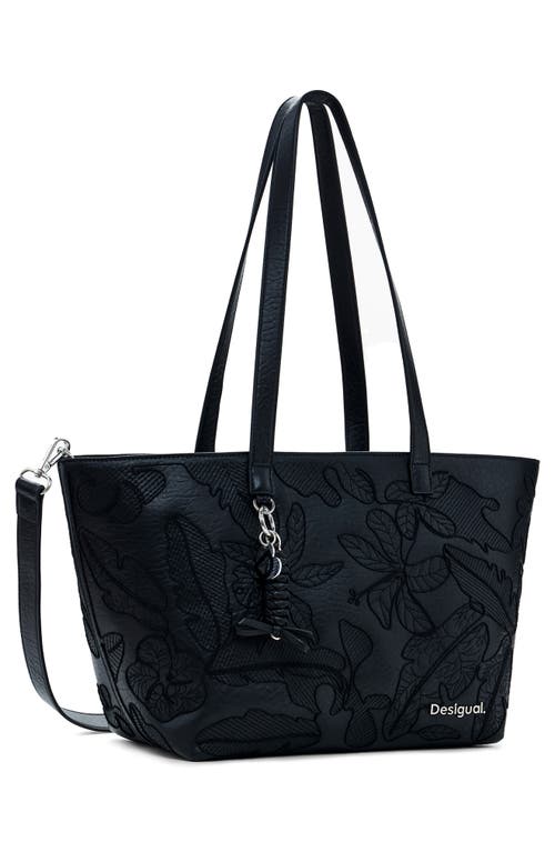 Desigual Leaf Jacquard Faux Leather Tote