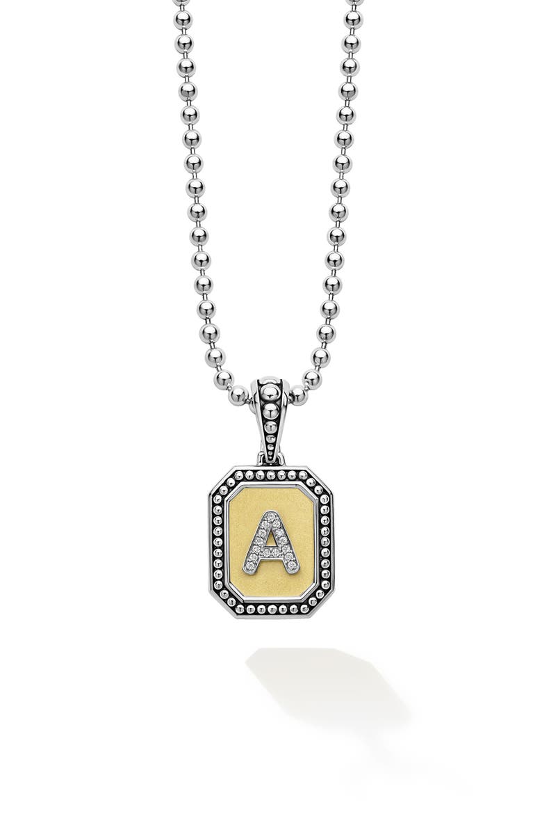 Signature Caviar Diamond Initial Pendant Necklace, Main, color, TWO-TONE A