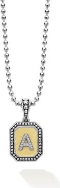 LAGOS Signature Caviar Diamond Initial Pendant Necklace