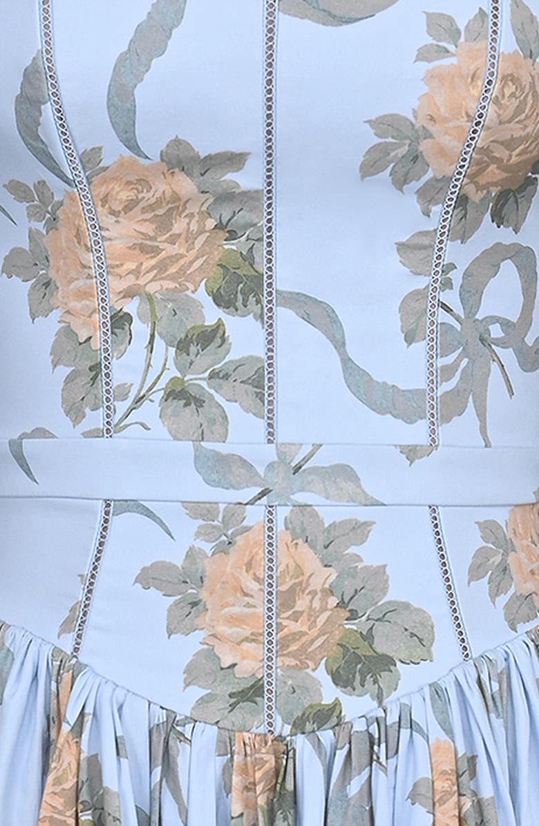 HOUSE OF CB Ysabella Floral Maxi Sundress, Alternate, color, Yellow Rose Blue