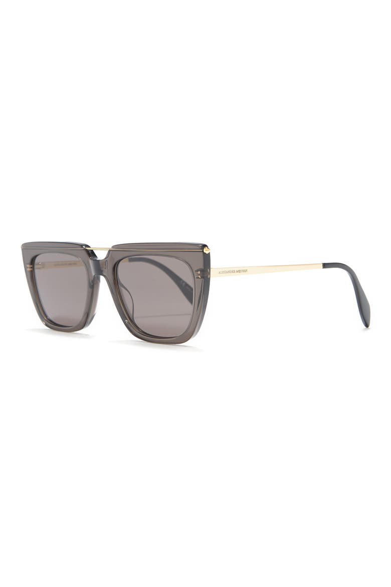 Alexander McQueen 54mm Cat Eye Sunglasses, Alternate, color, GREY GOLD GREY/GRY