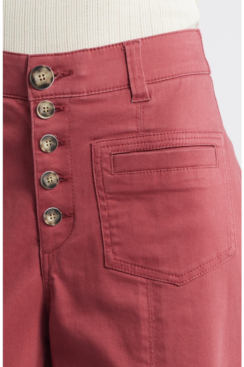 Skyrise High Waist Exposed Button Fly Wide Leg Pants, Alternate, color, SPICED TEA