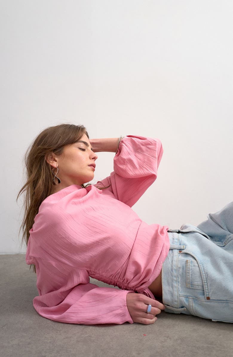 Topshop Cinched Side Tie Top, Alternate, color, Light Pink