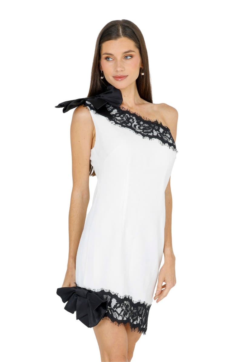 AKALIA Zeena One Shoulder Lace Mini Dress, Alternate, color, Black