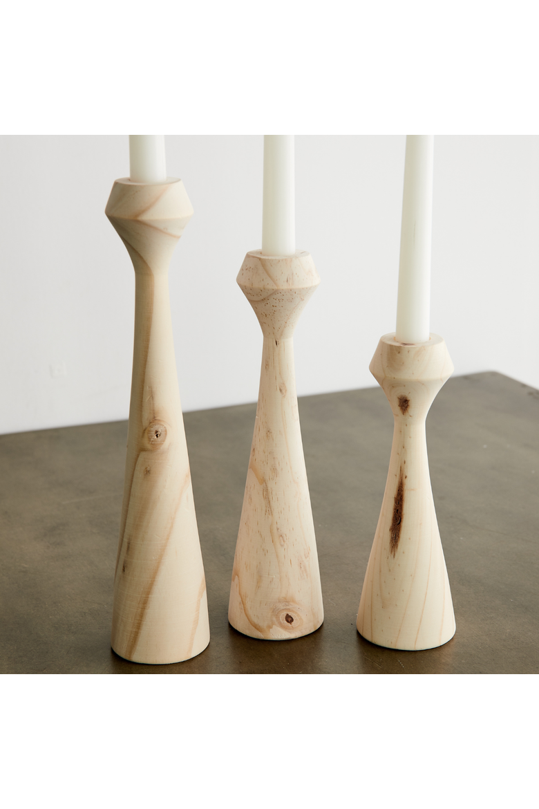 Tapered Diamond Wood Candle Holder in Cognac, Natural and Espresso, Main, color, Natural