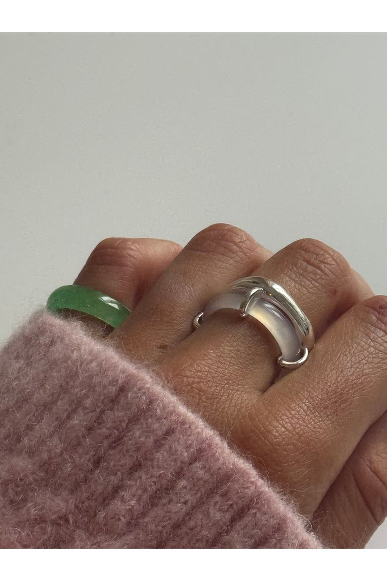 Cove White Chalcedony Sculpted Ring, Alternate, color, White