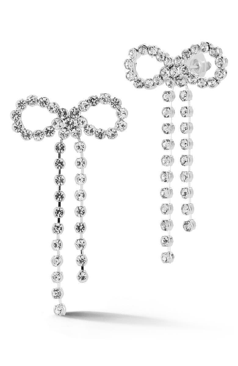 SPHERA MILANO CZ Bow Drop Earrings, Main, color, Silver