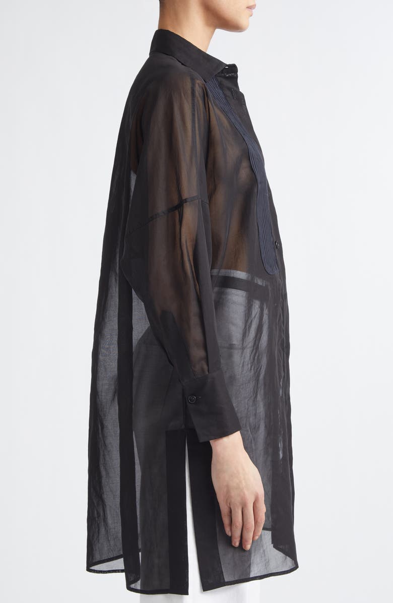 Eleventy Long Tuxedo Shirt with Plastron, Alternate, color, 22 Black
