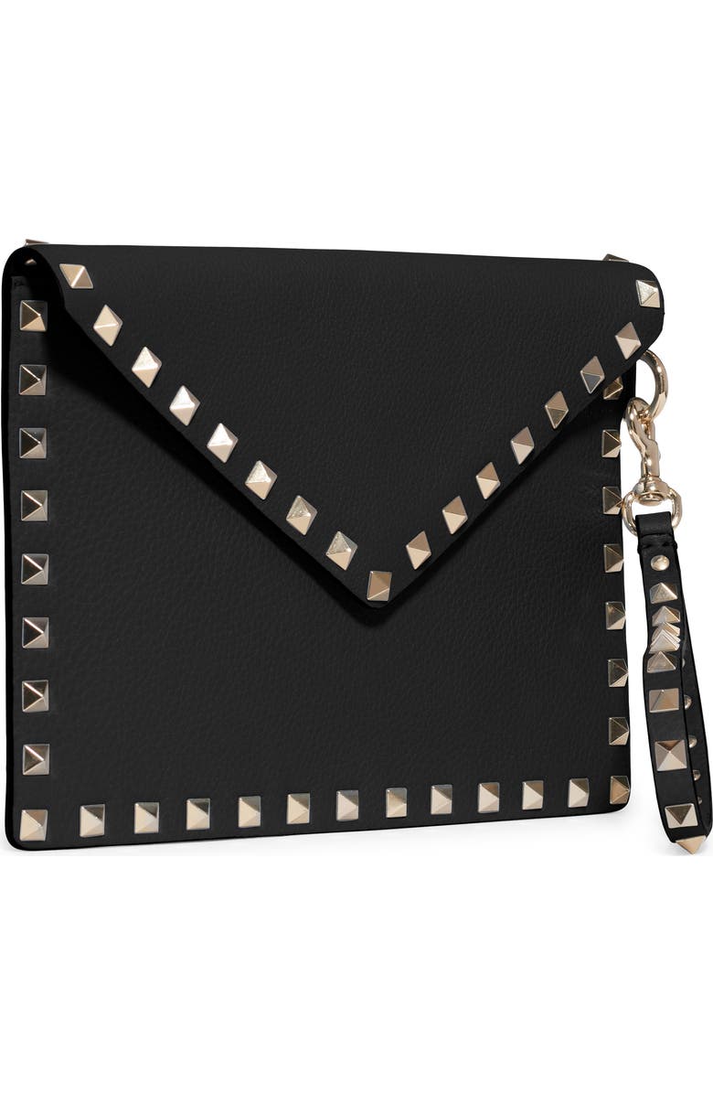 Valentino Garavani Medium Rockstud Leather Envelope Pouch, Alternate, color,