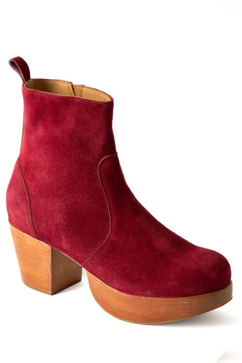 Fortress Charli Platform Clog Boot In Burgundy Suede