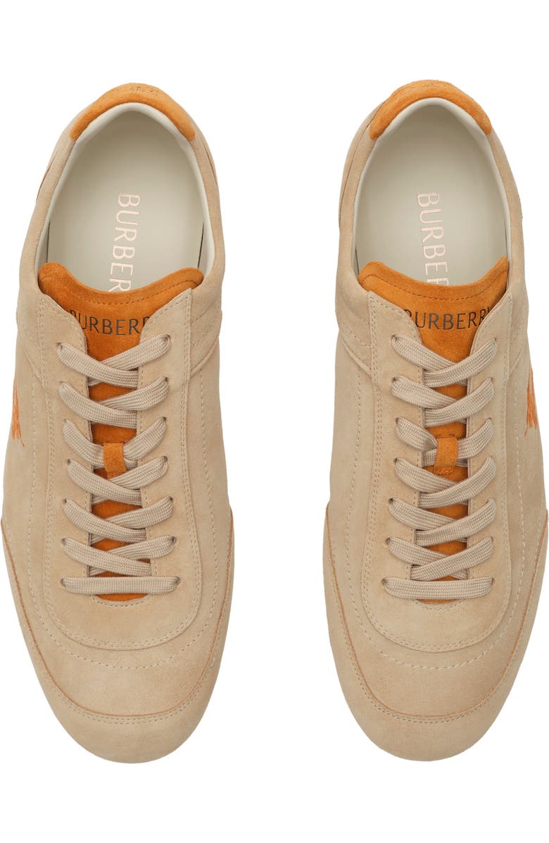 Burberry Suede Knight Runner Sneakers, Alternate, color, Flax/Pumpkin Orange