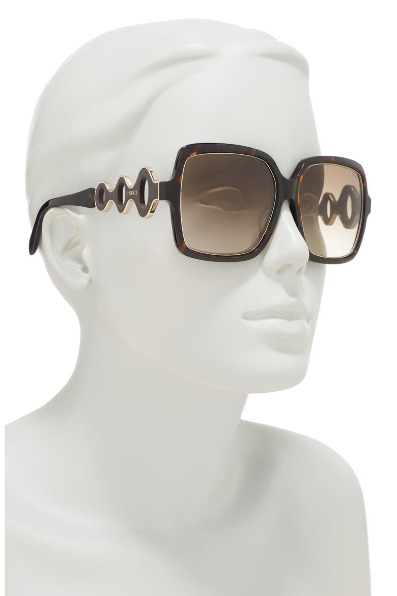 56mm Square Sunglasses, Alternate, color, DARK HAVANA GRADIENT BROWN