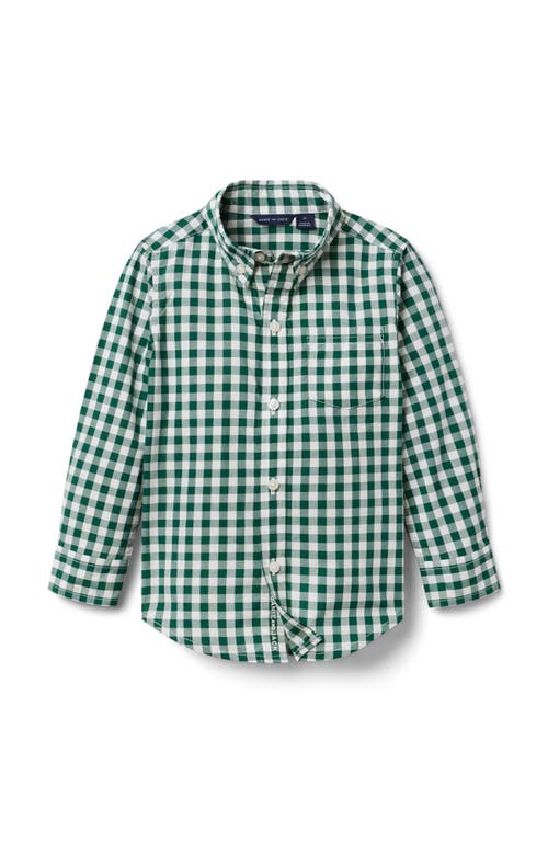 Janie And Jack Kids'  Gingham Poplin Shirt In Green
