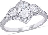 Julianna B. Diamond 3-Stone Halo Engagement Ring 14k