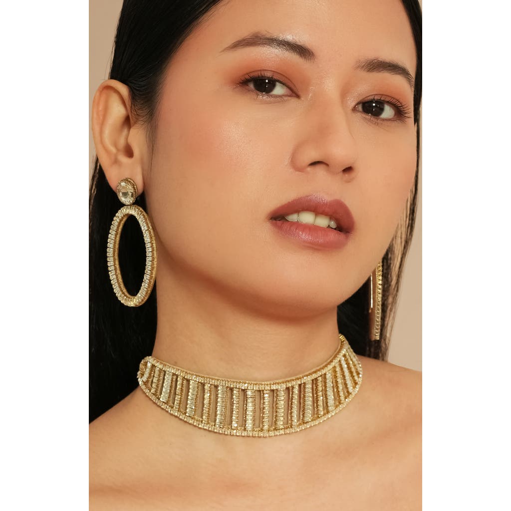 Deepa Gurnani Meinder Crystal Embellished Choker In Gold