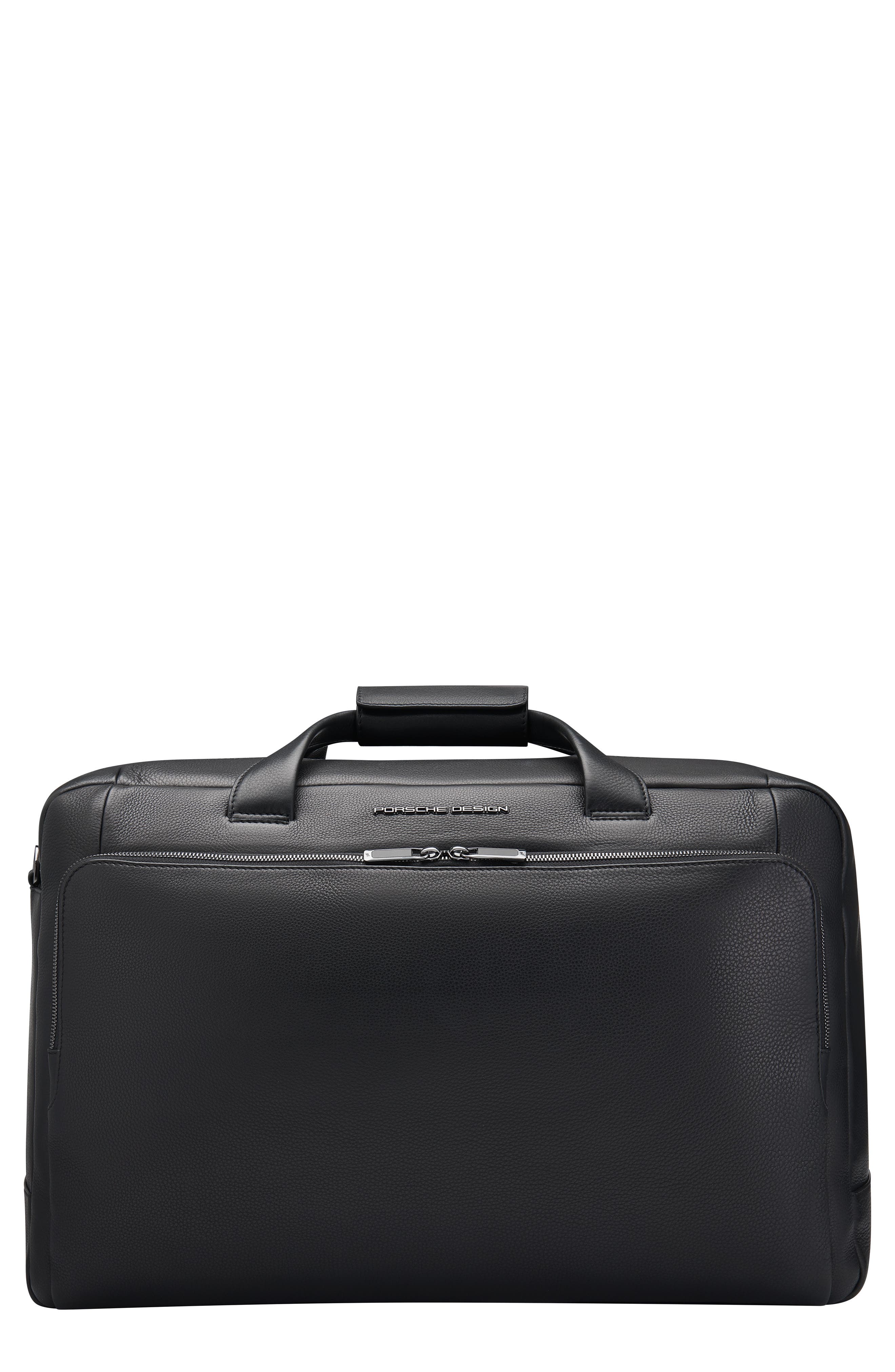 Porsche Design Roadster Water Resistant Leather Weekend Duffle Bag, Main, color, 