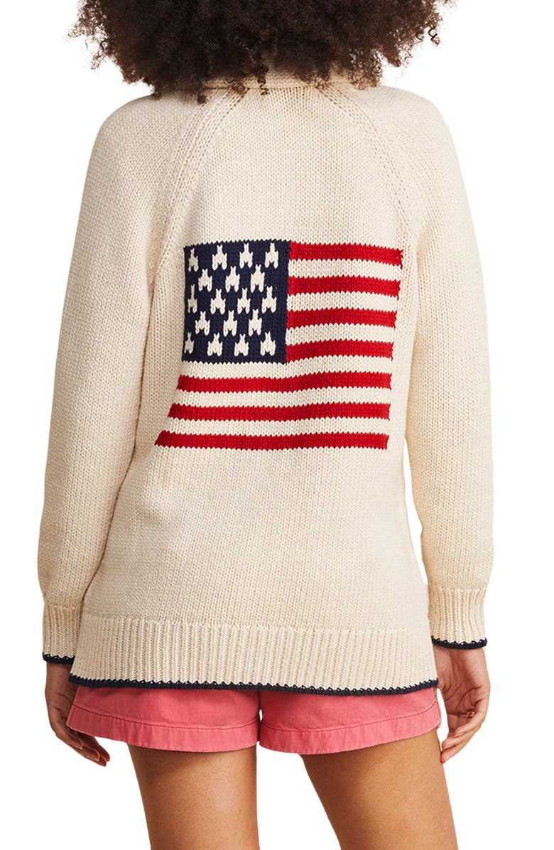 vineyard vines Flag Intarsia Shawl Collar Merino Wool & Cotton Cardigan, Main, color, 